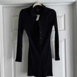 Kendall & Kylie Black Ribbed Long Sleeve Dress